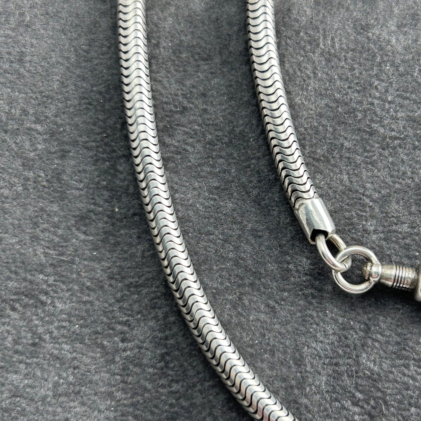 Antique Sterling Silver Watch Chain with Amethyst Shaker