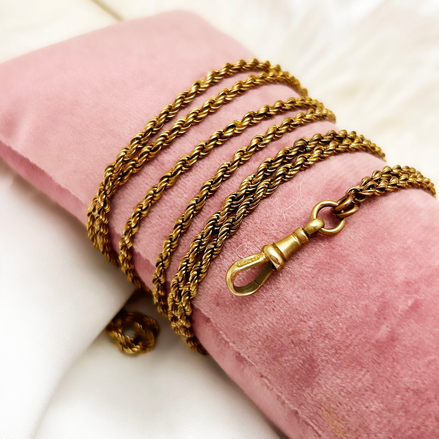 Rolled Gold Muff Chain | Antique Edwardian Era