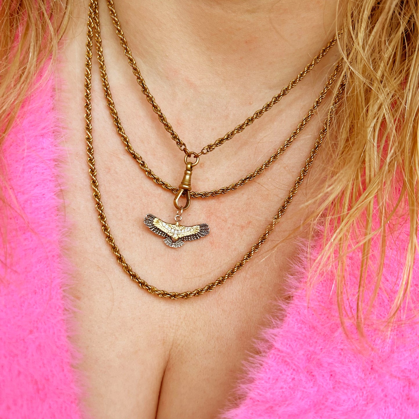 Rolled Gold Muff Chain | Antique Edwardian Era