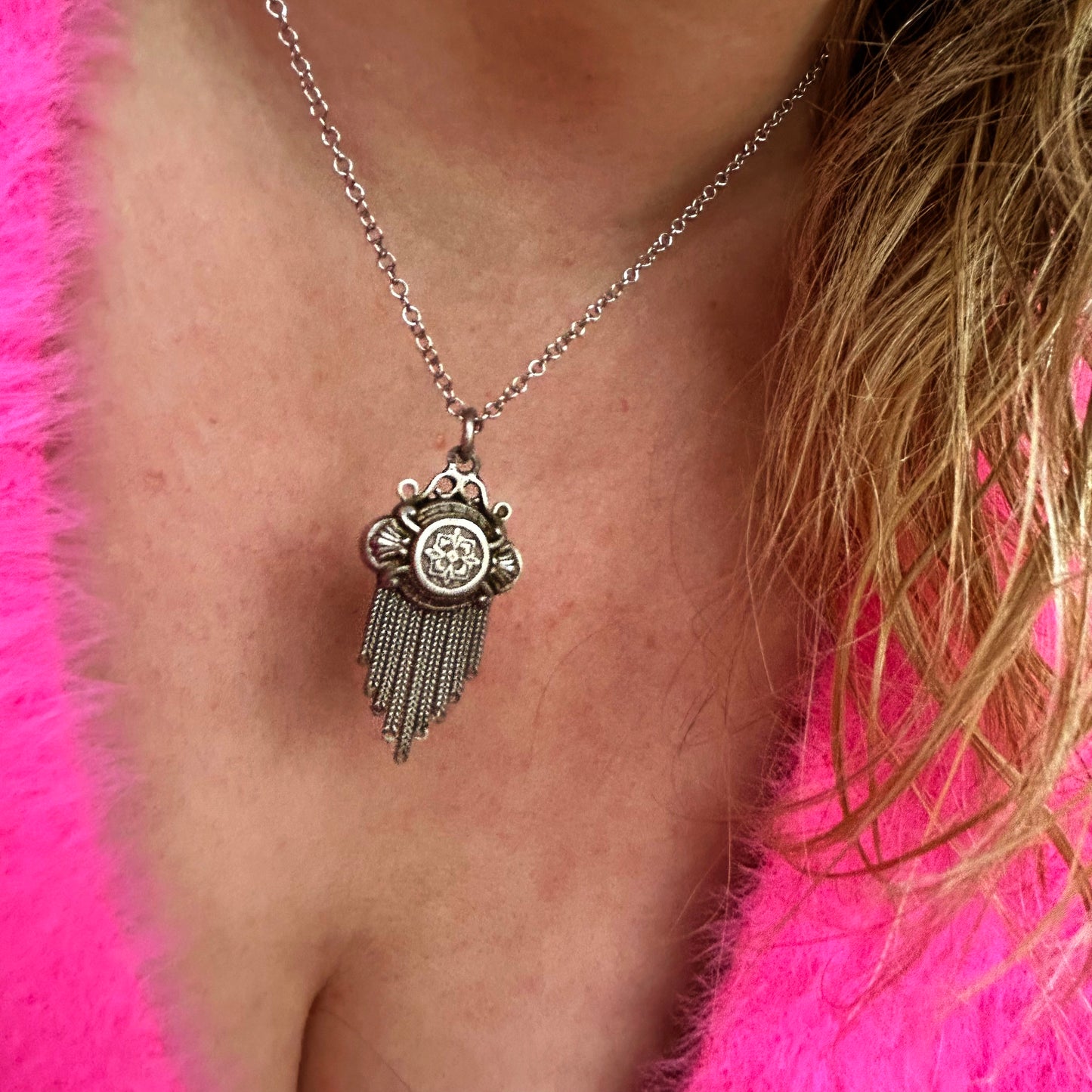 Vintage Sterling Silver Tassel Necklace