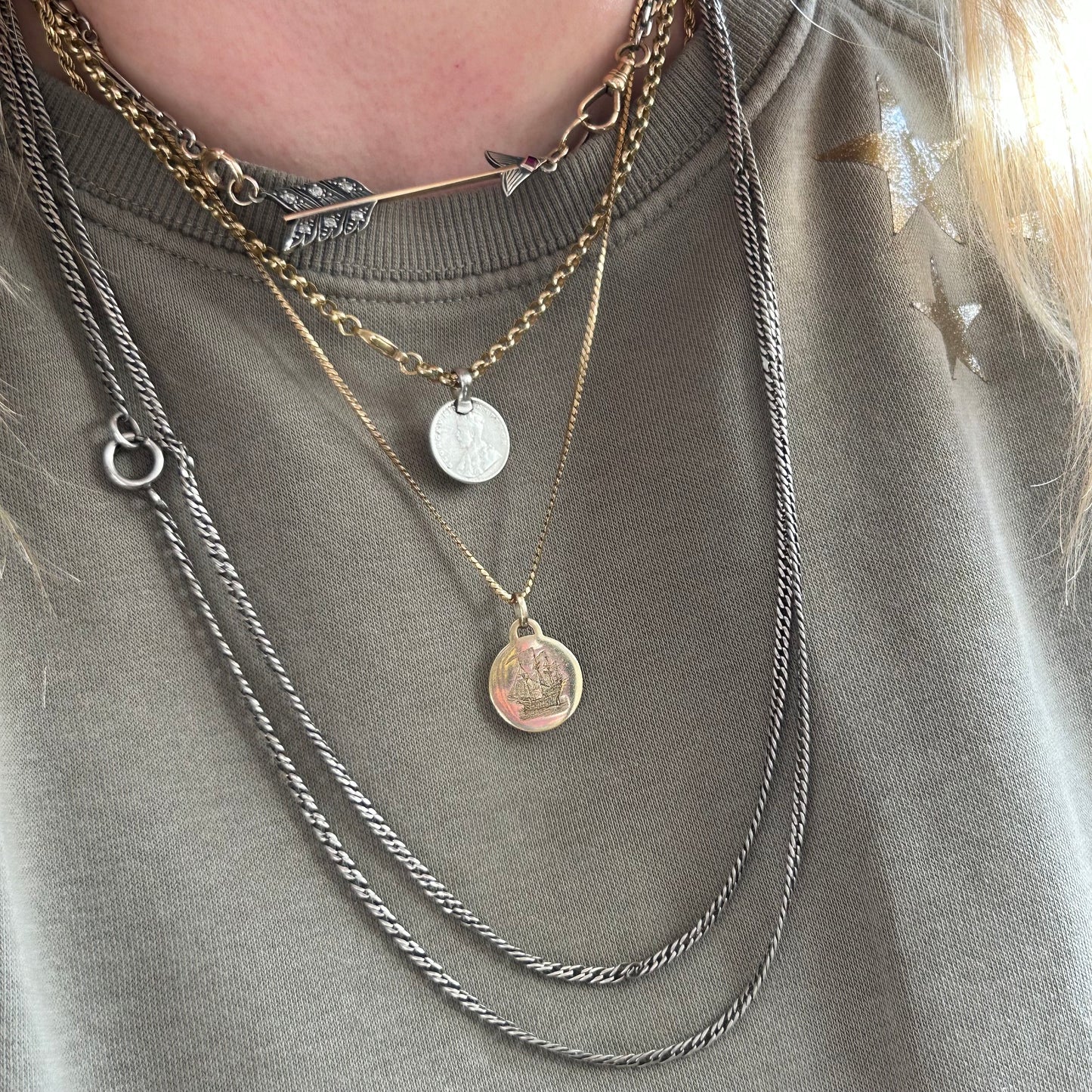 Antique Sterling Silver Curb Chain | Muff Chain