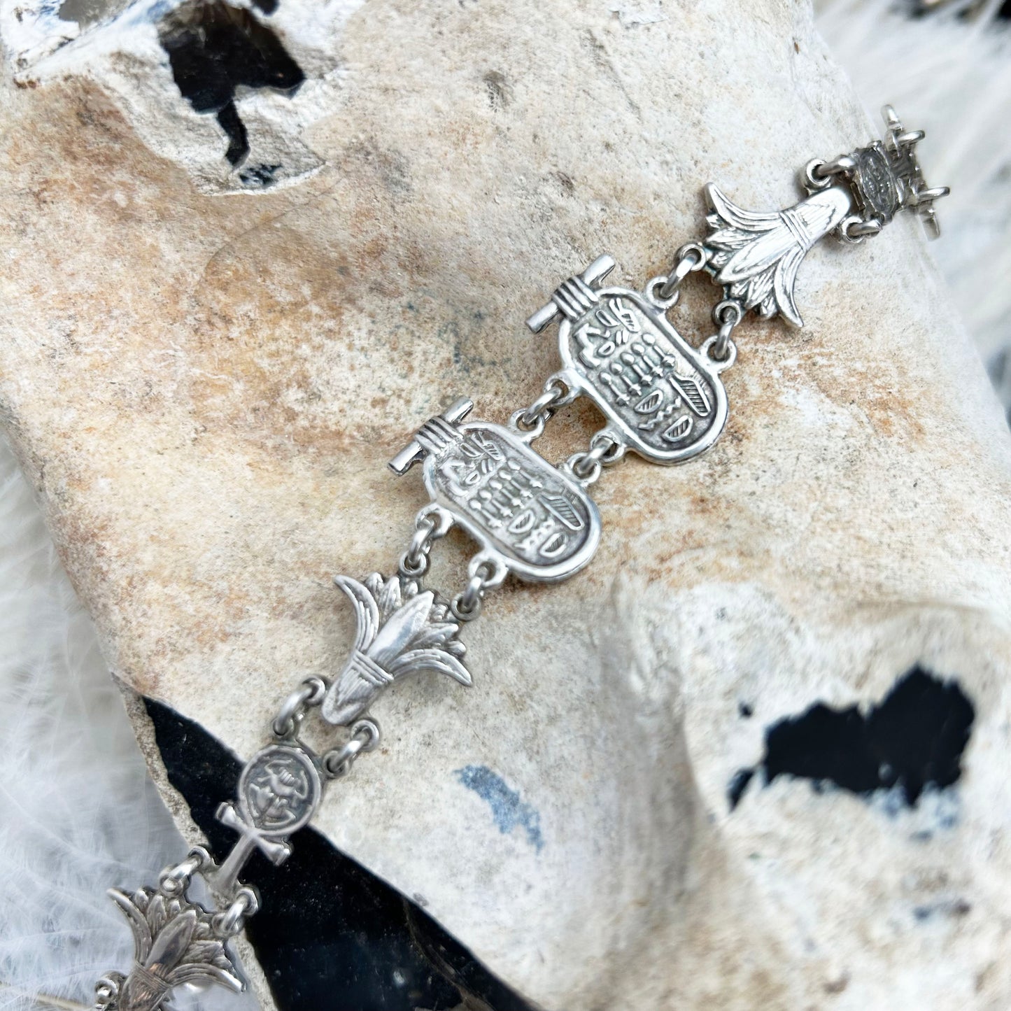 Vintage Sterling Silver Bracelet | Egyptian Theme