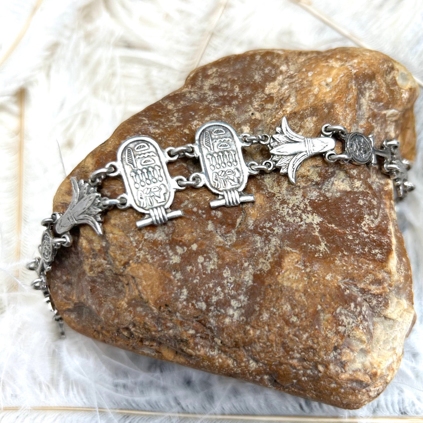 Vintage Sterling Silver Bracelet | Egyptian Theme