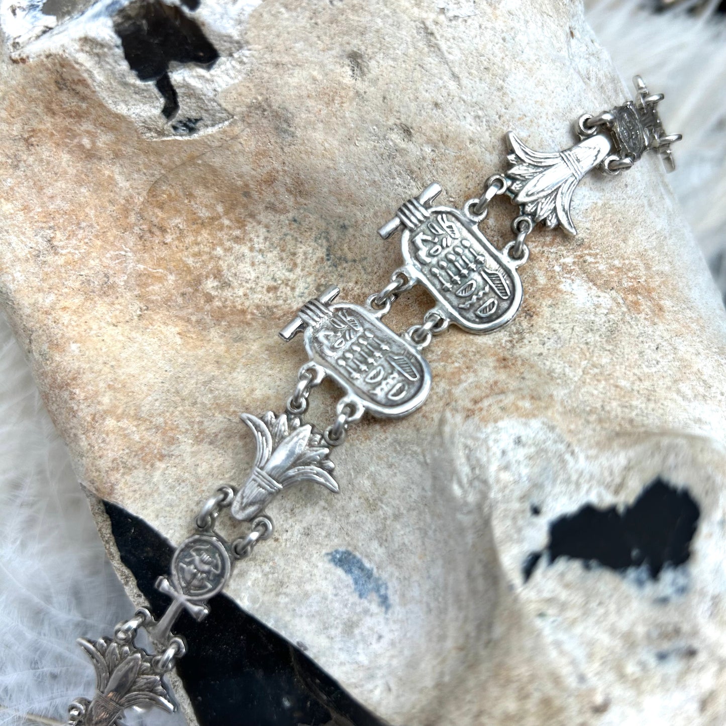 Vintage Sterling Silver Bracelet | Egyptian Theme