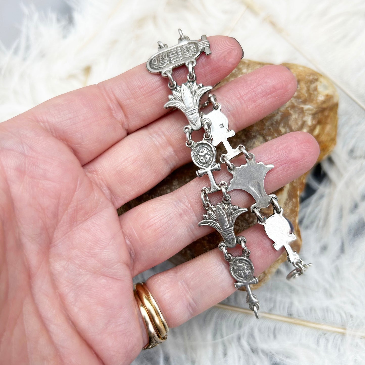 Vintage Sterling Silver Bracelet | Egyptian Theme