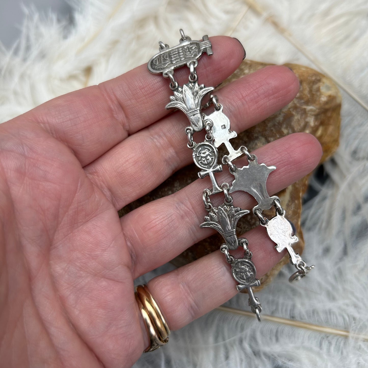 Vintage Sterling Silver Bracelet | Egyptian Theme