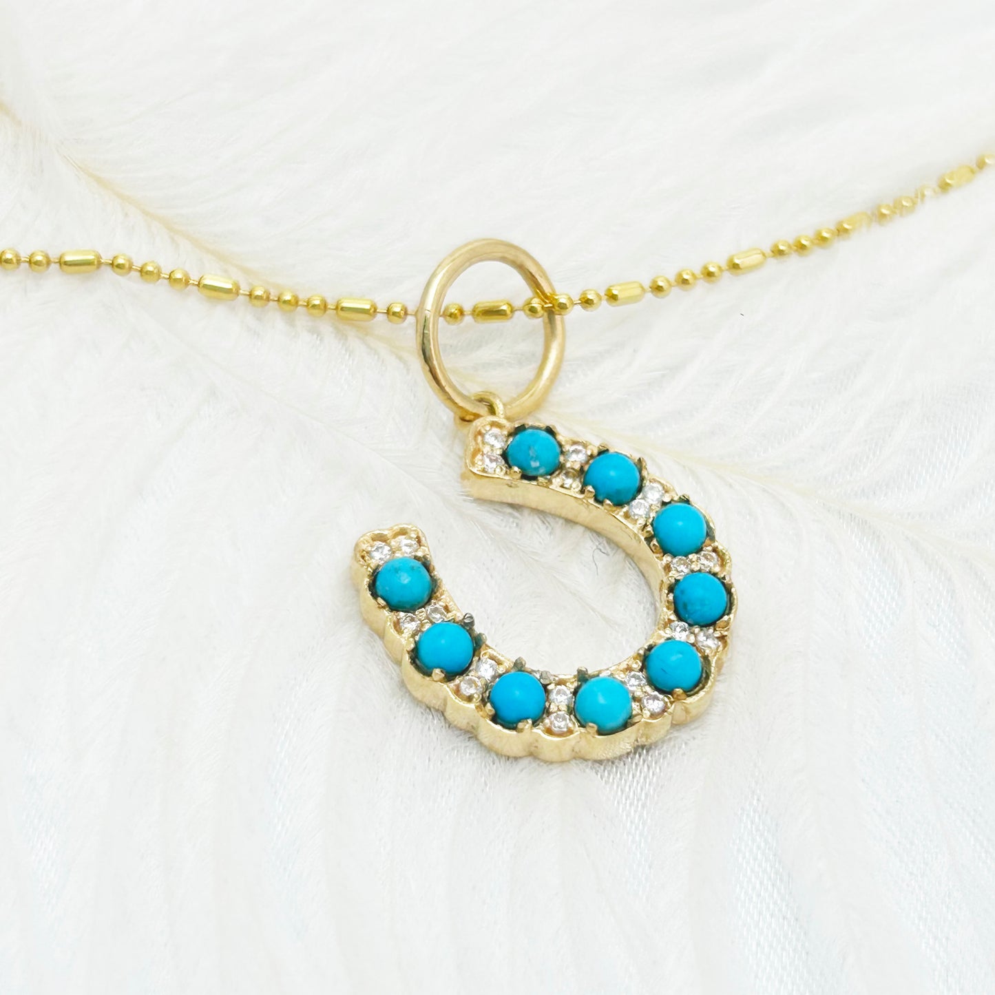 Turquoise Gemstone Horseshoe Necklace | Lucky Charm