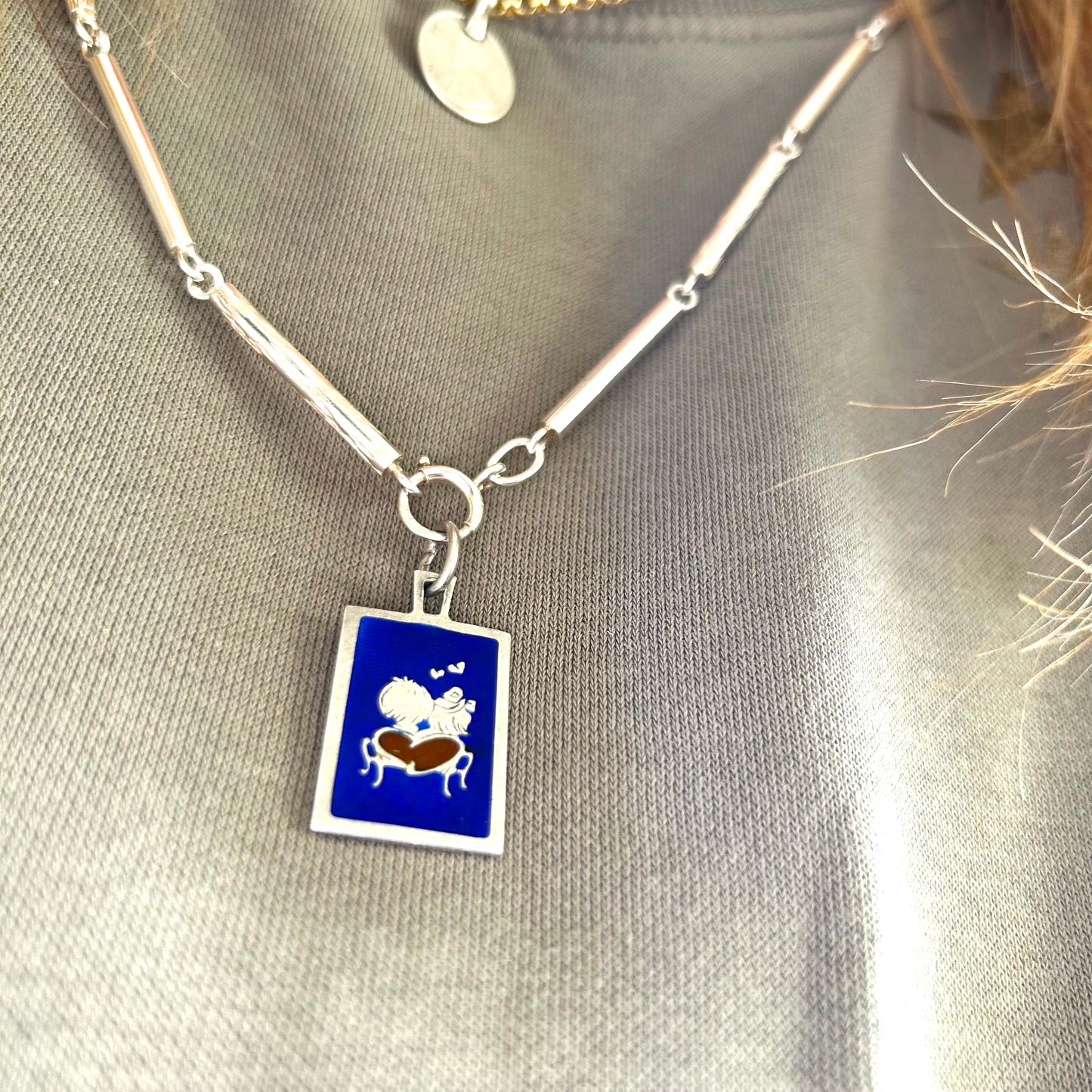 Vintage Sterling Silver Pendant | Lovers