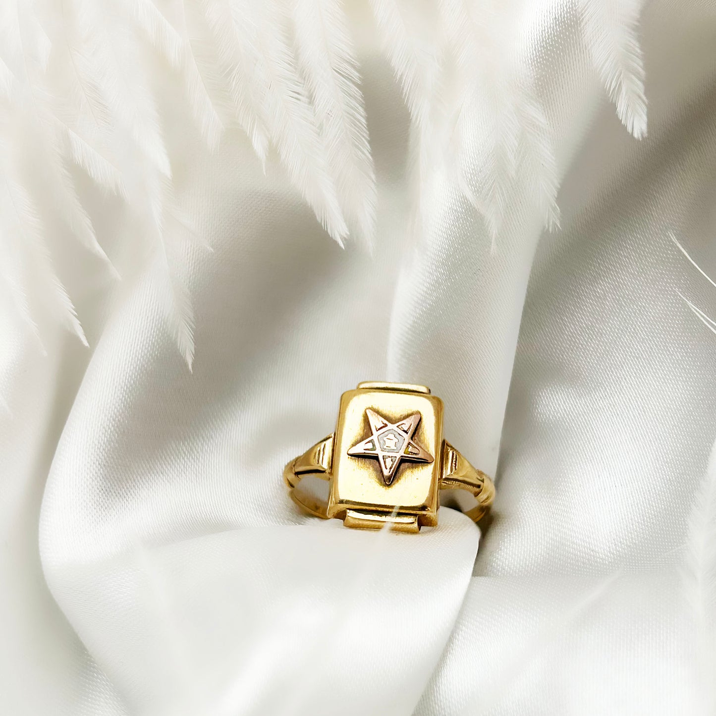 Vintage 10ct Gold Rosey Star Ring