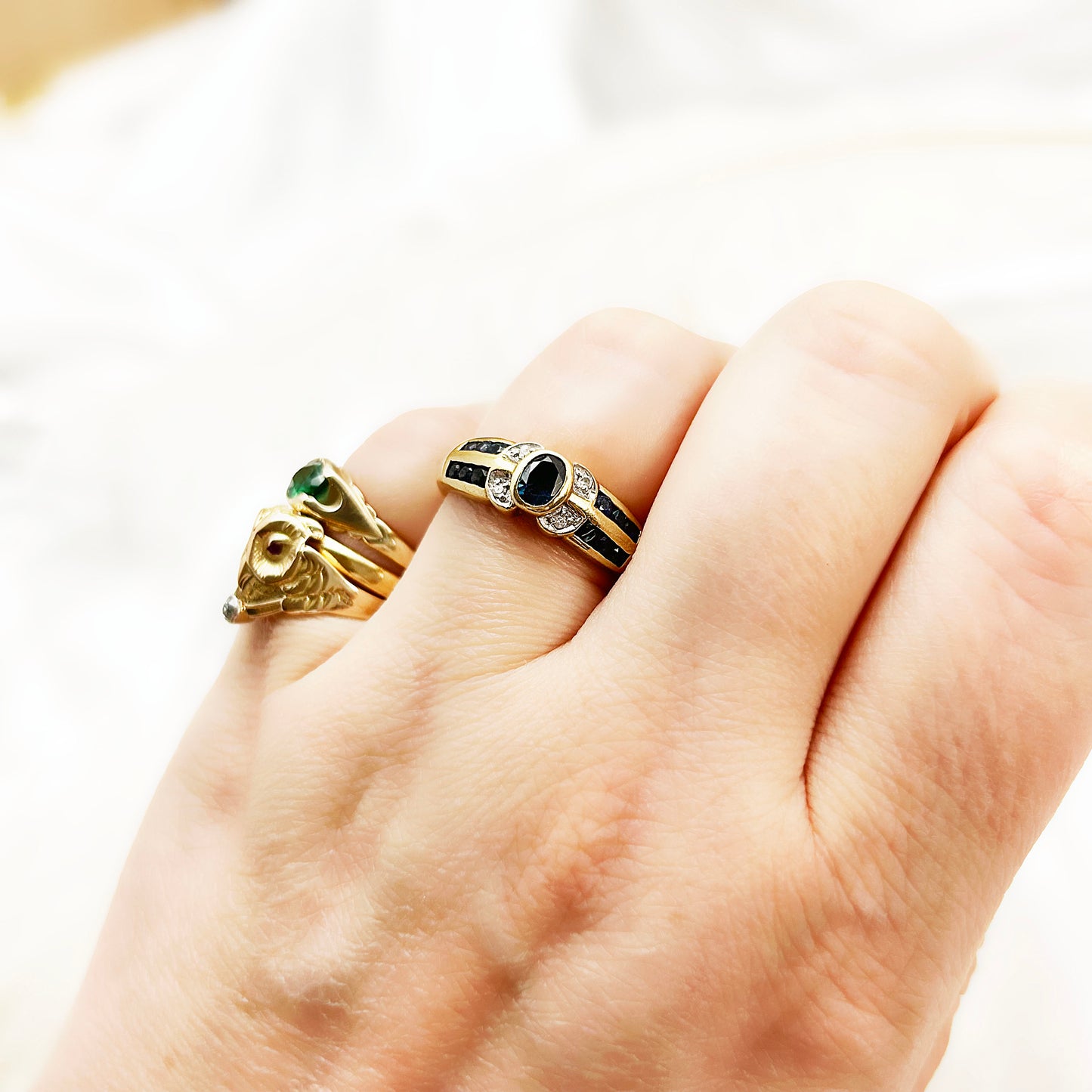Vintage 9ct Gold & Sapphires + Diamonds