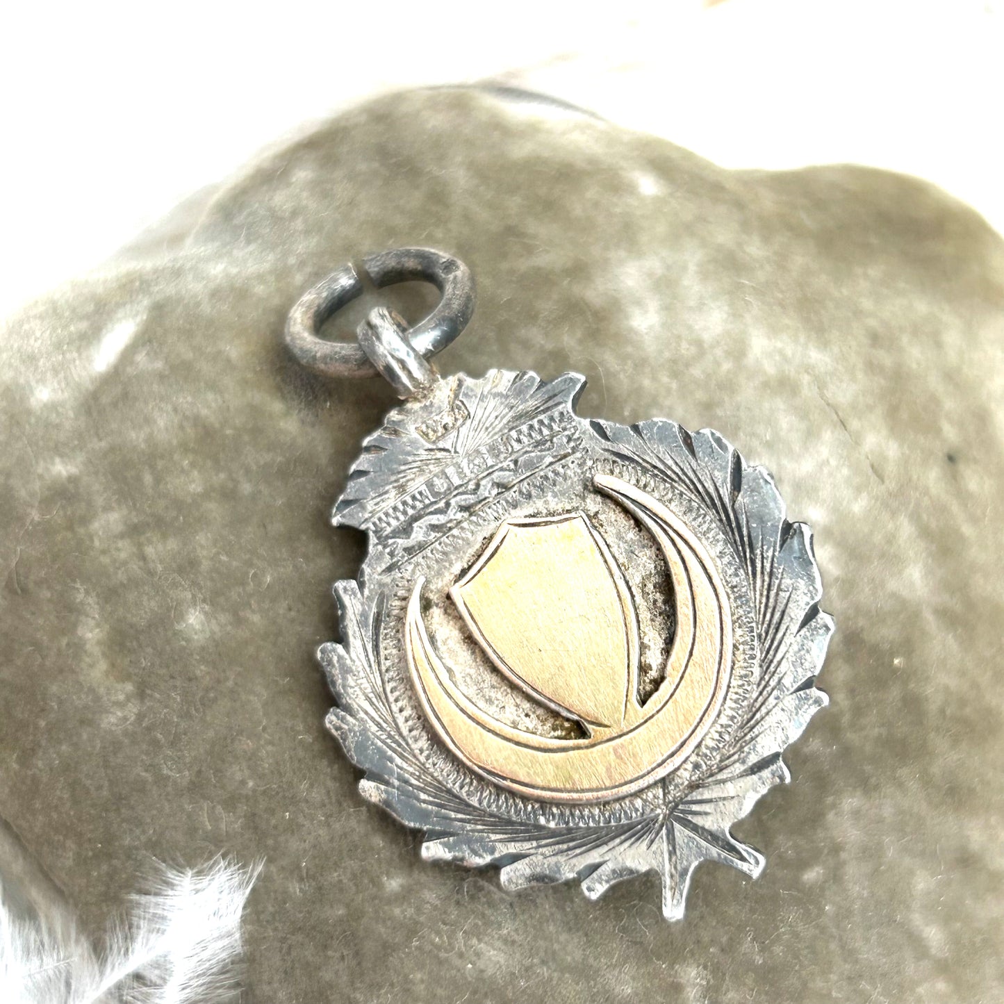Vintage Sterling Silver Fob | Crescent Skull