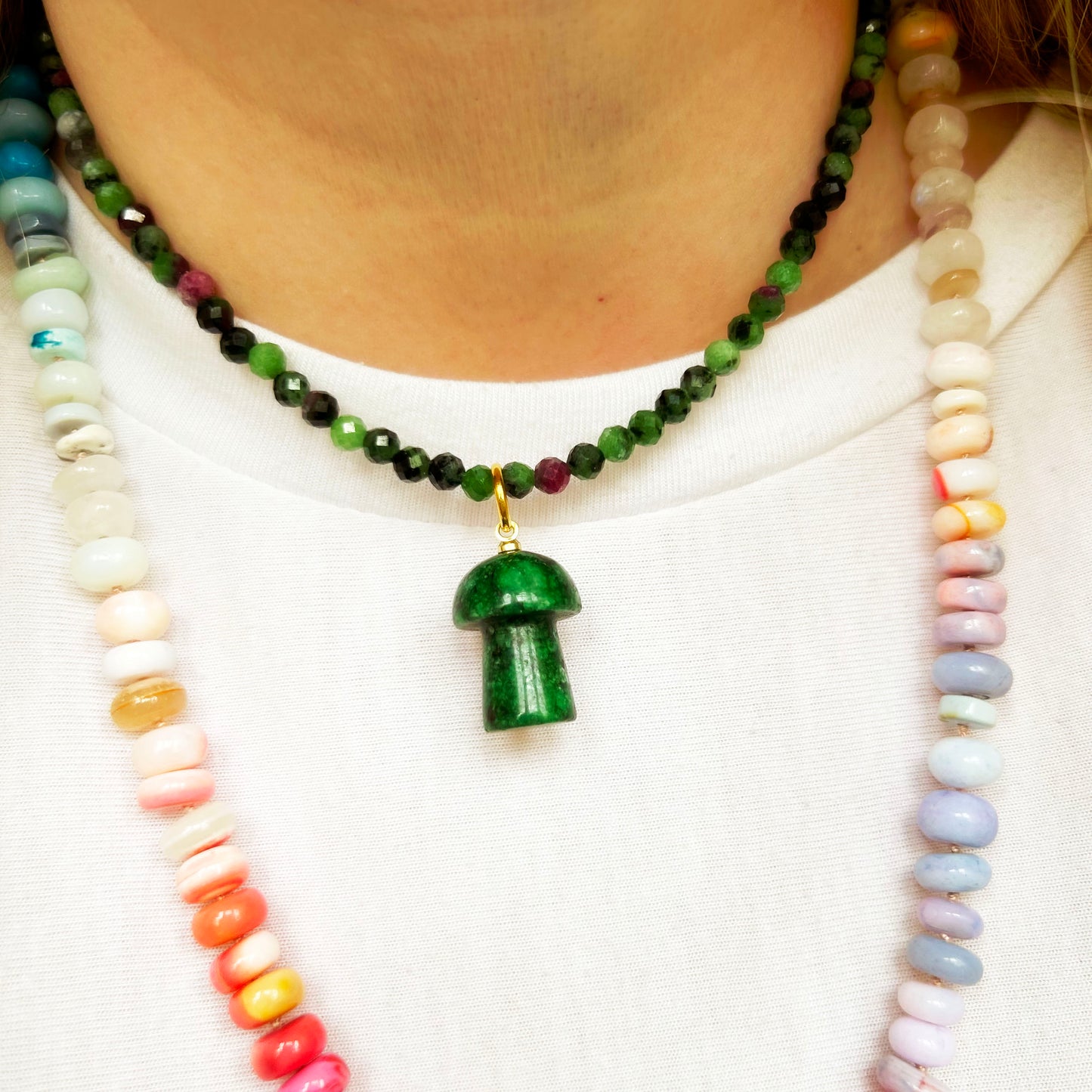 Zoisite Ruby - Gemstone Accent Necklace