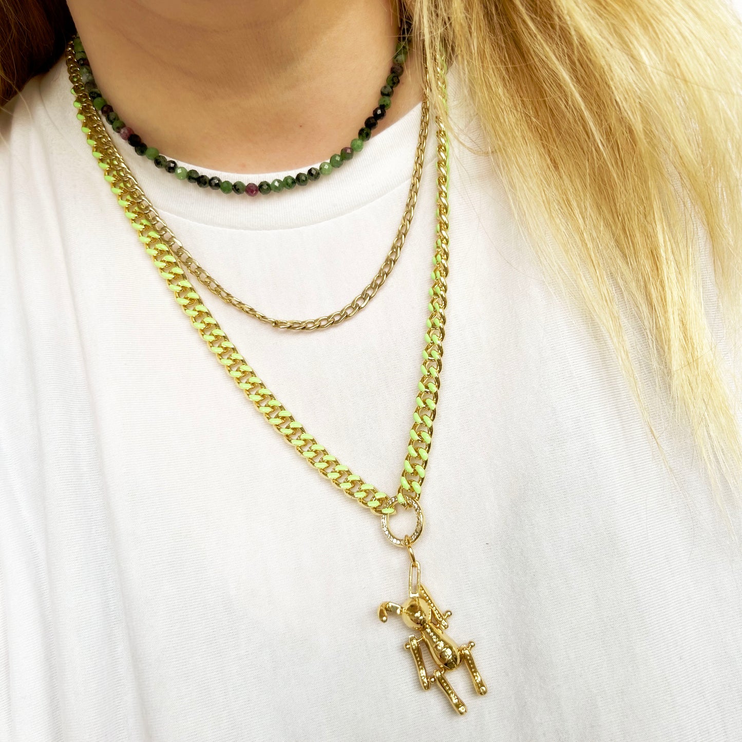 Zoisite Ruby - Gemstone Accent Necklace