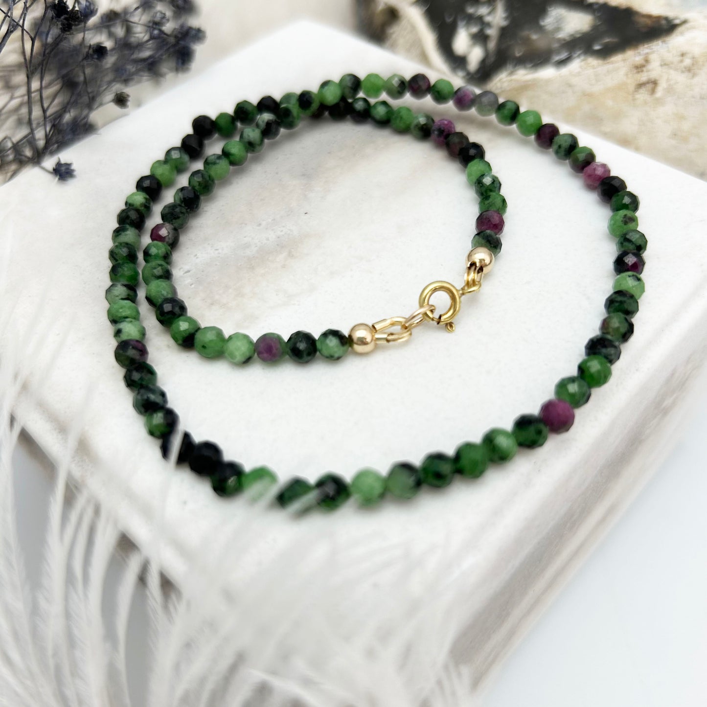 Zoisite Ruby - Gemstone Accent Necklace