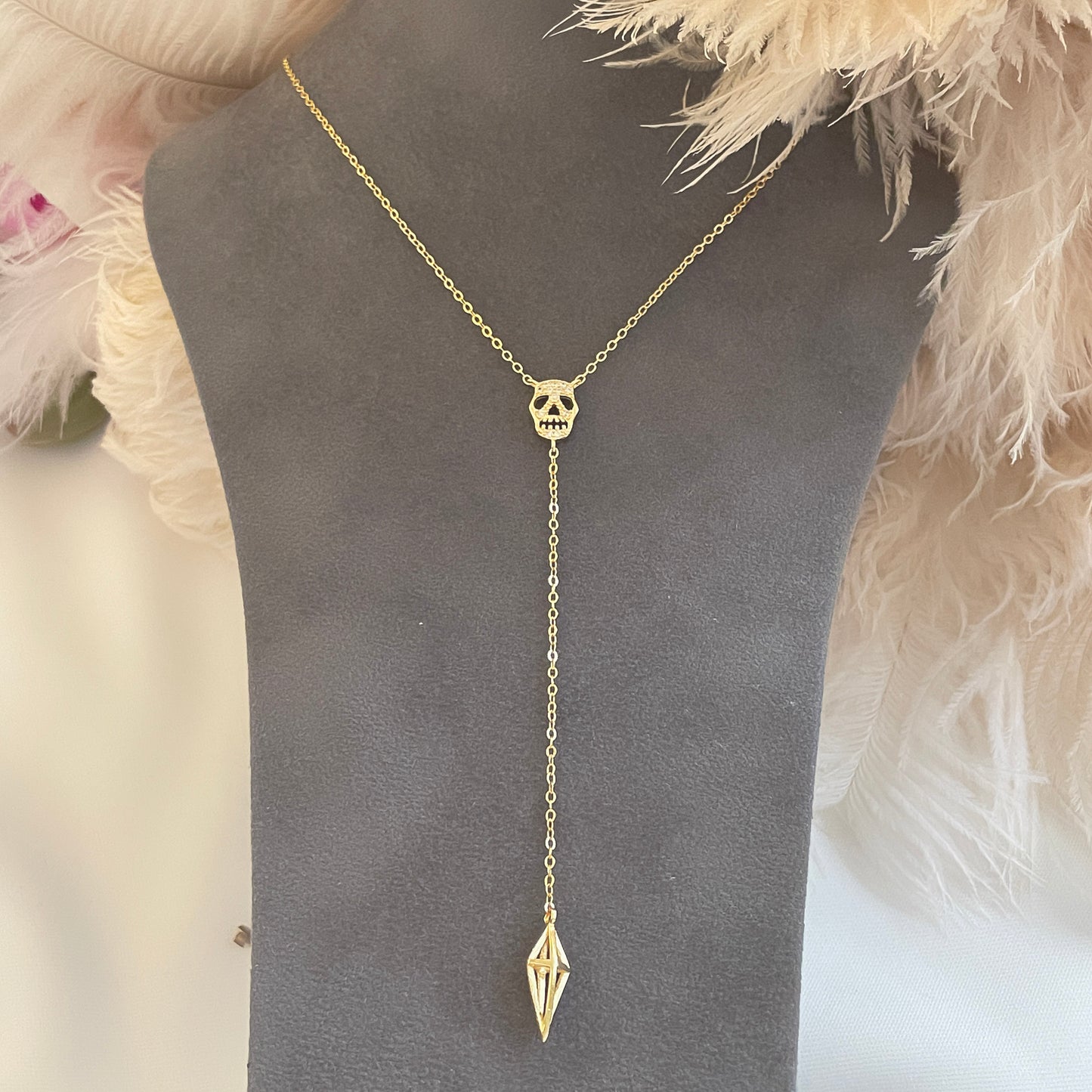 Silver Skull Necklace | Lariat Style