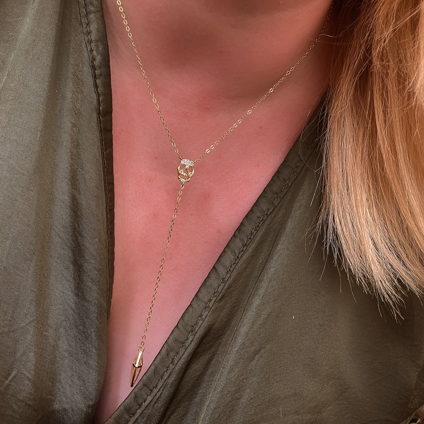 Silver Skull Necklace | Lariat Style