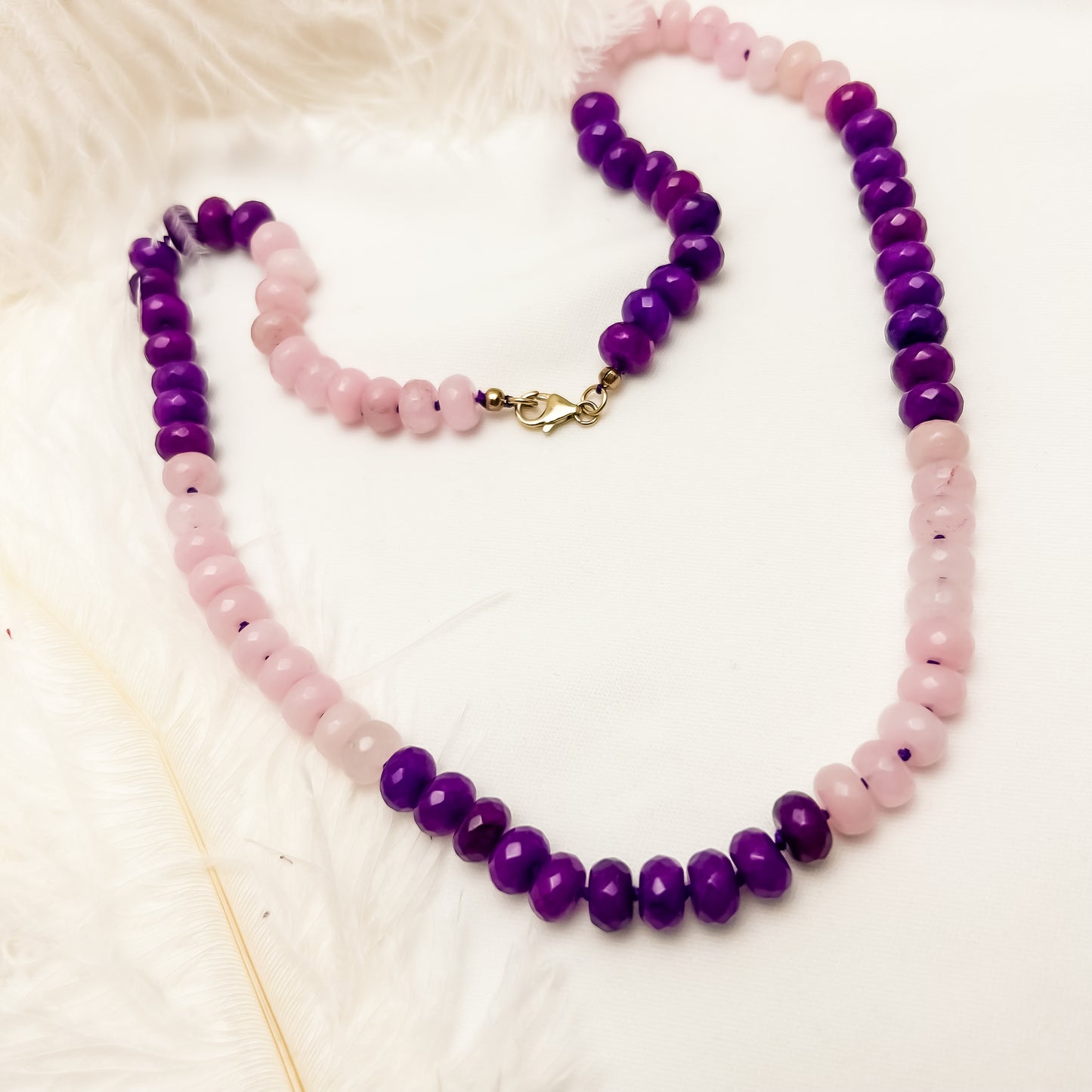 Pink & Purple - Jade Hand Knotted Necklace