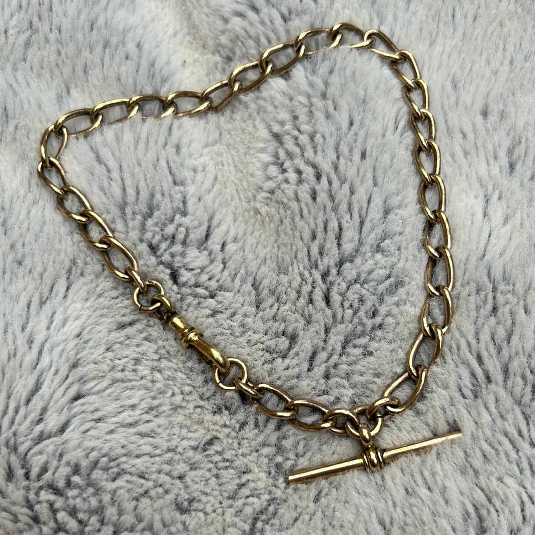 Antique large curb rolled gold watch chain
