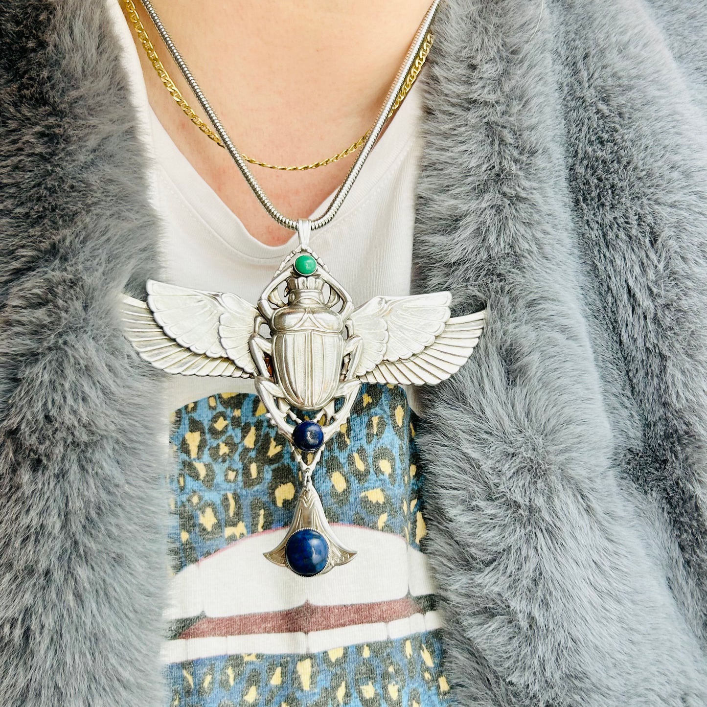 Egyptian Revival Inspired Costume Necklace