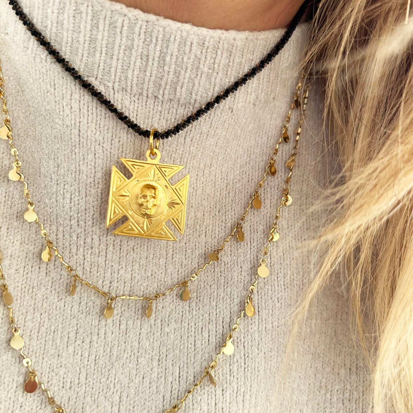 Memento Mori | Gold Skull Necklace