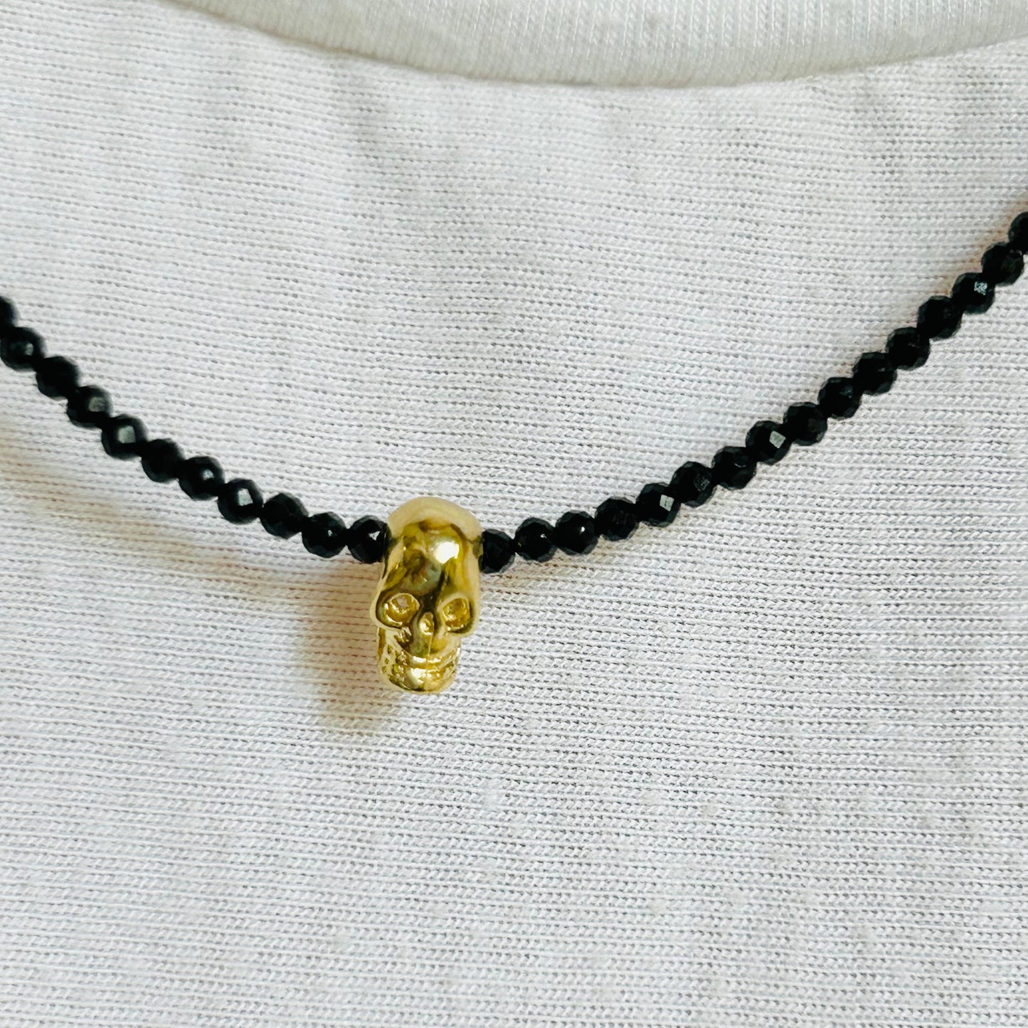 Memento Mori | Black Spinnel Skull Necklace