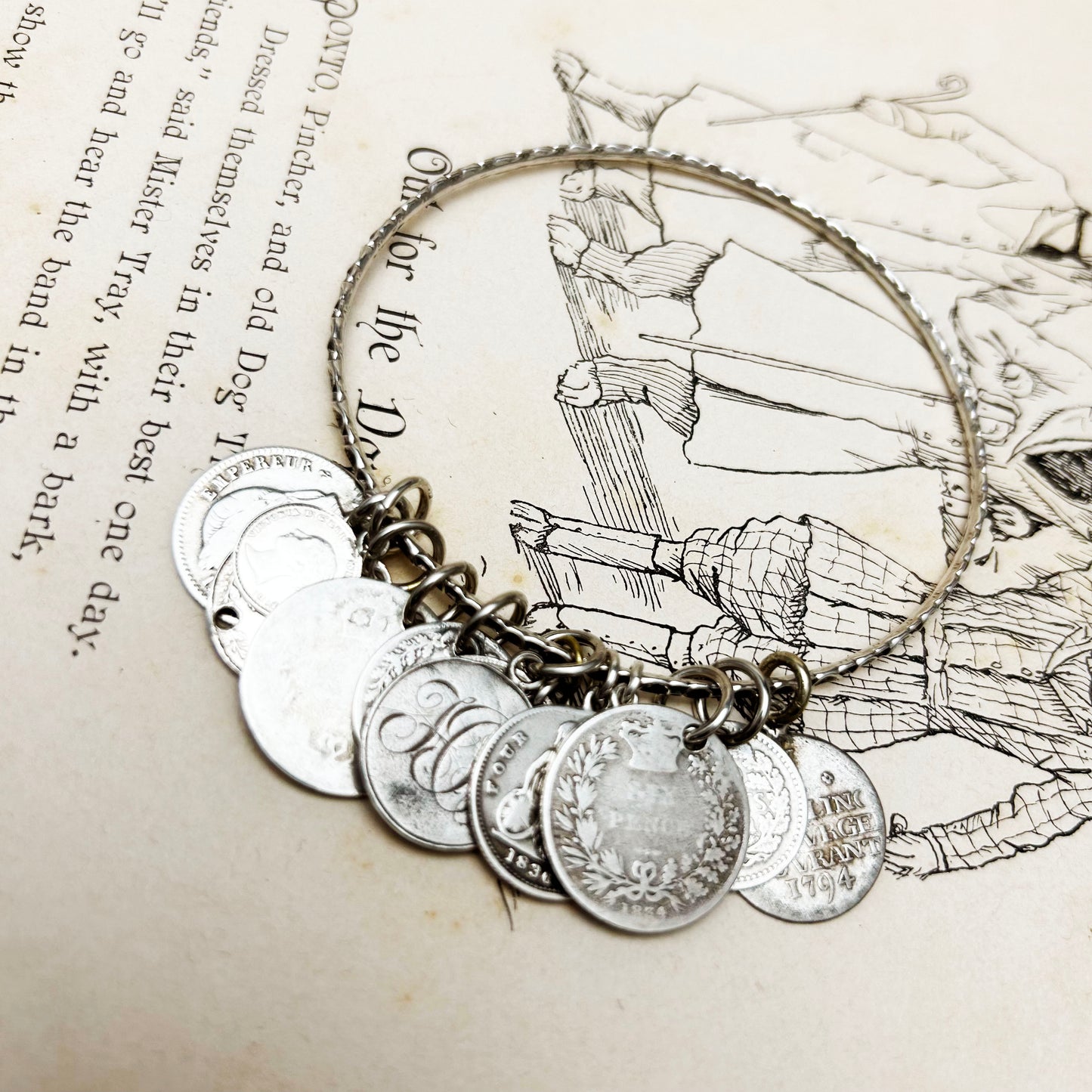 Silver Coin Bangle | Antique Bracelet