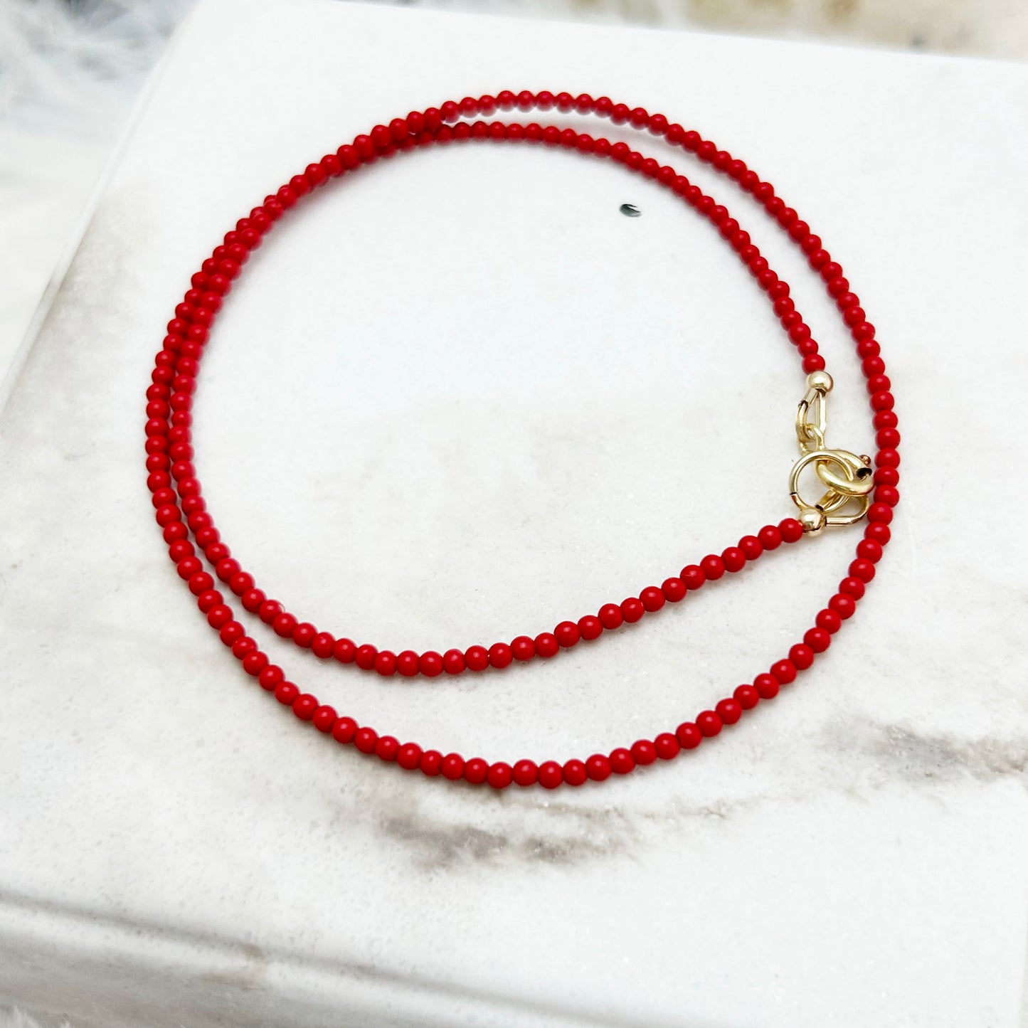 Gemstone Necklace | Faux Coral Accent