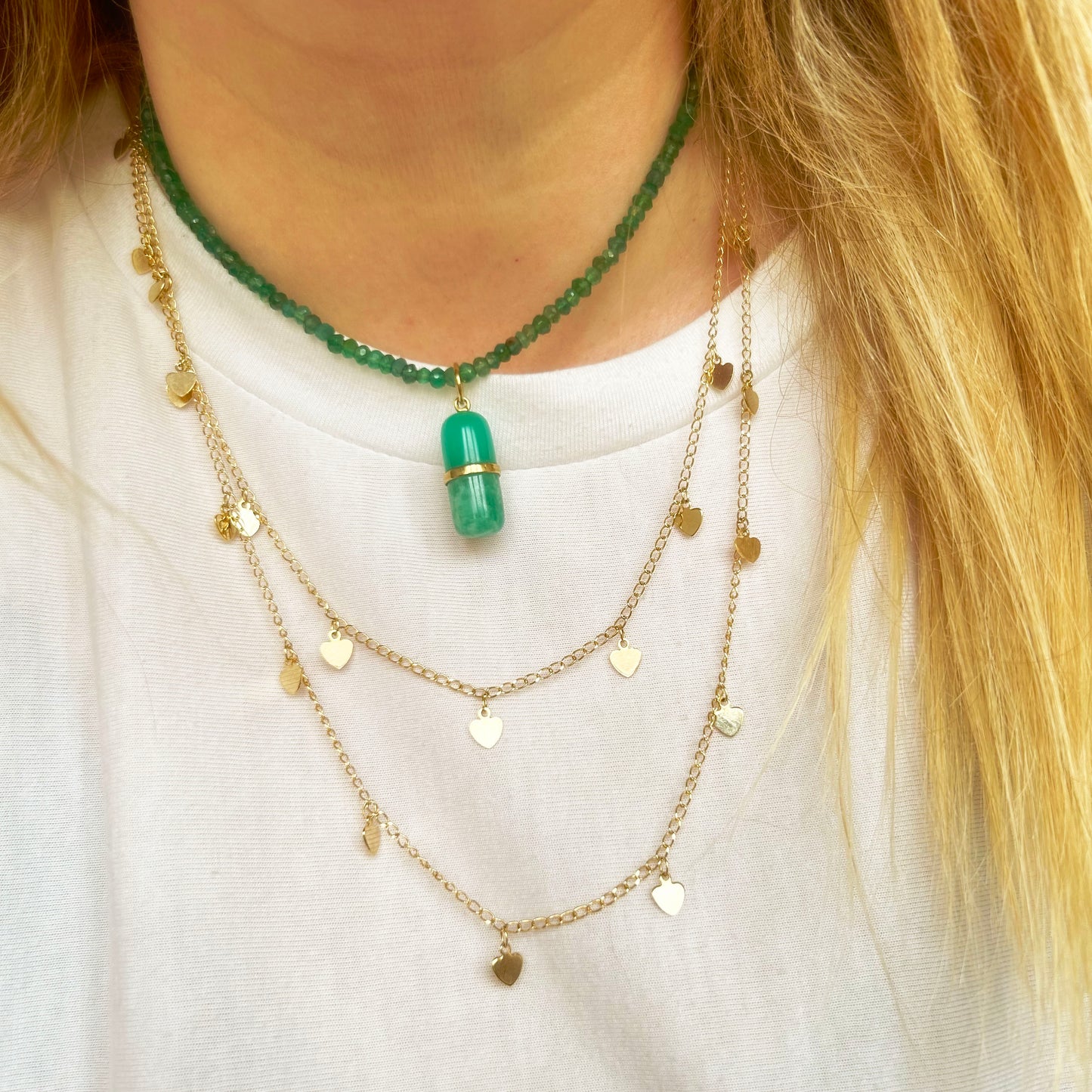 Gemstone Necklace | Green Onyx Accent