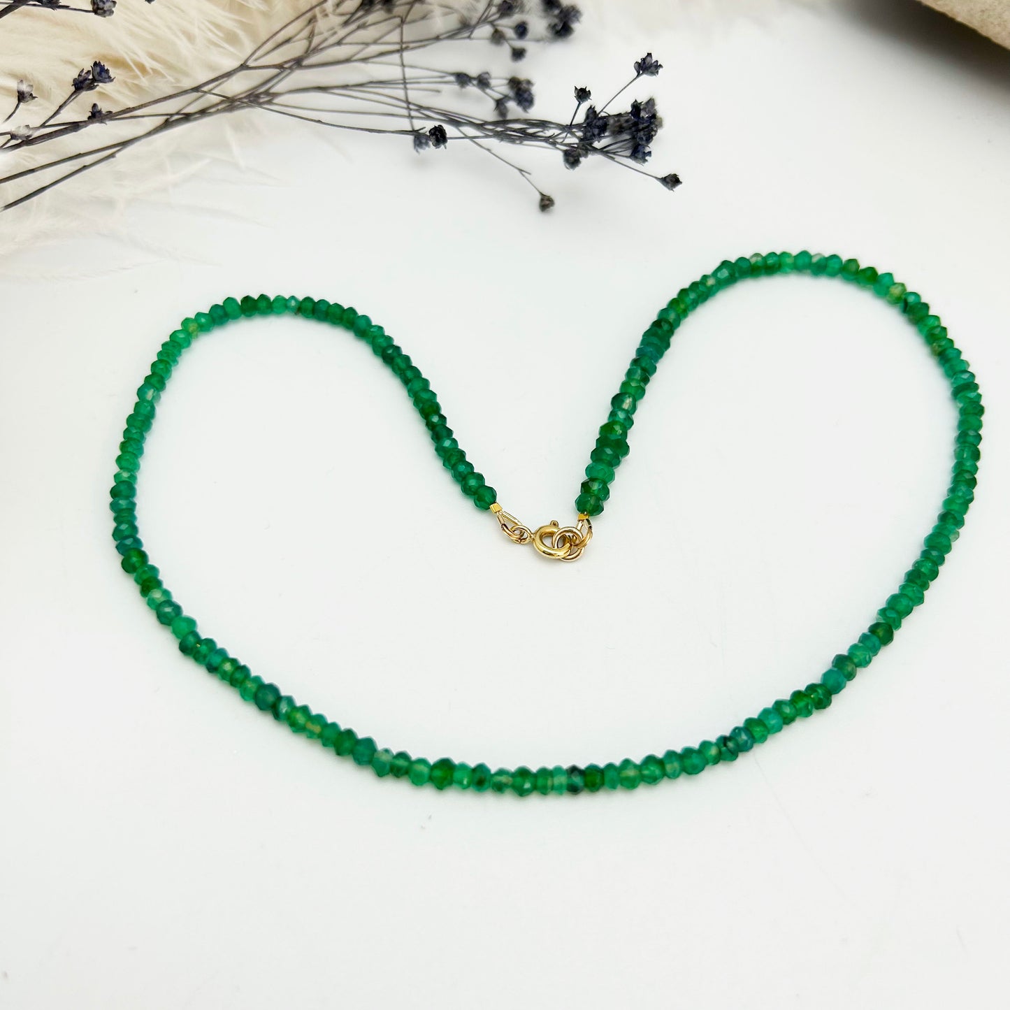 Gemstone Necklace | Green Onyx Accent