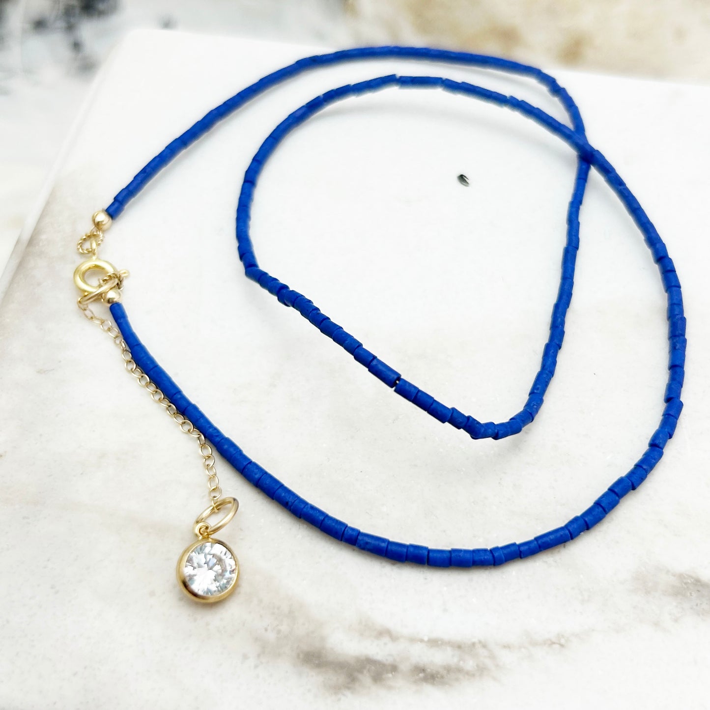 Lapis Lazuli - Gemstone Accent Necklace (tubes)