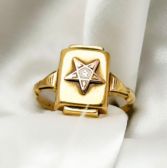 Vintage 10ct Gold Rosey Star Ring