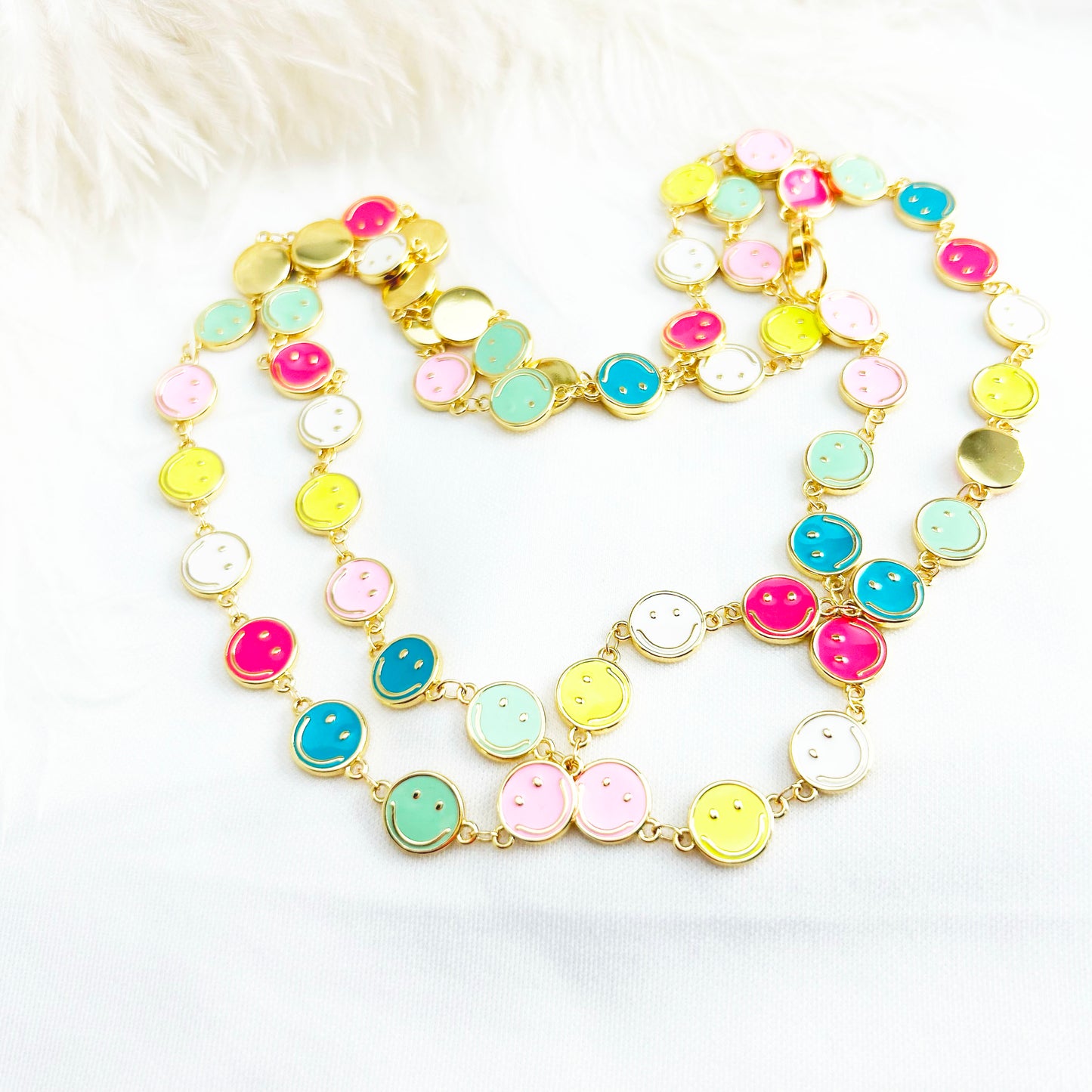 Smiley Face Necklace | Multicoloured Long