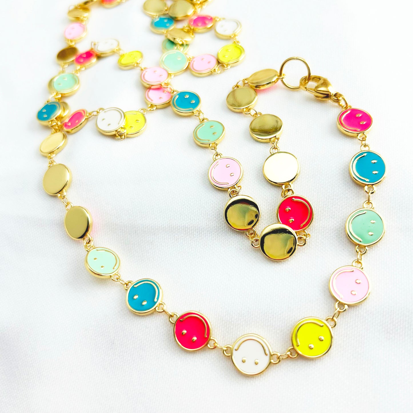 Smiley Face Necklace | Multicoloured Long