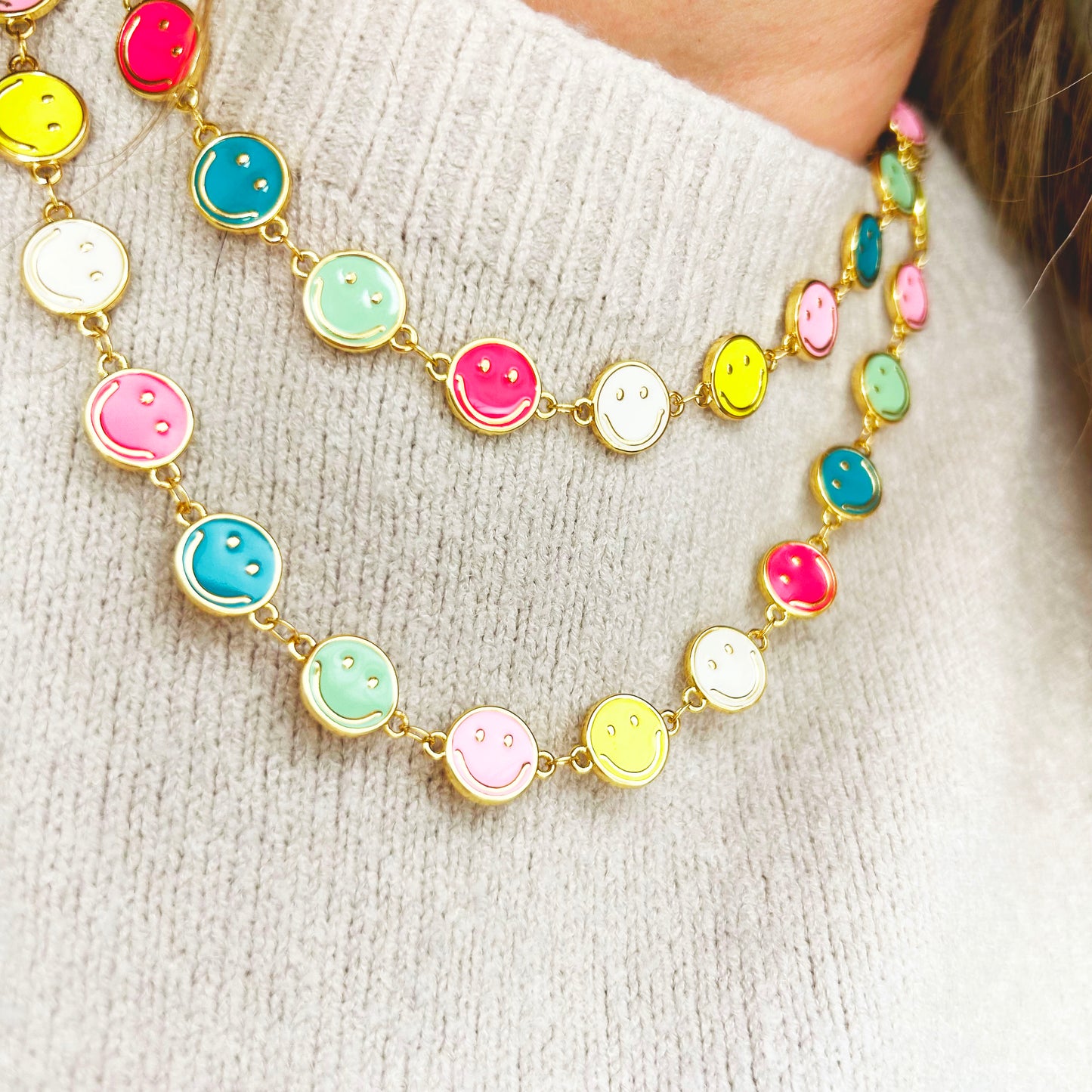 Smiley Face Necklace | Multicoloured Long