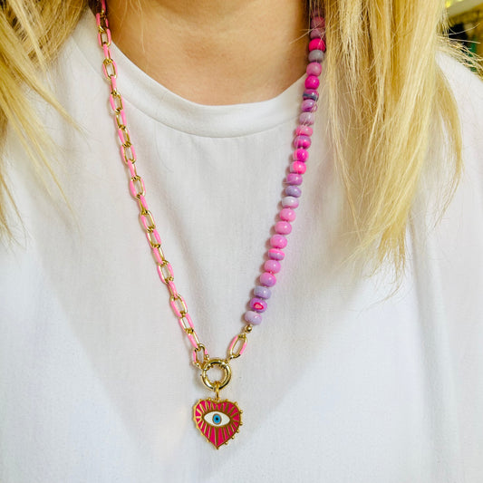 Pink Opal Gemstone Necklace