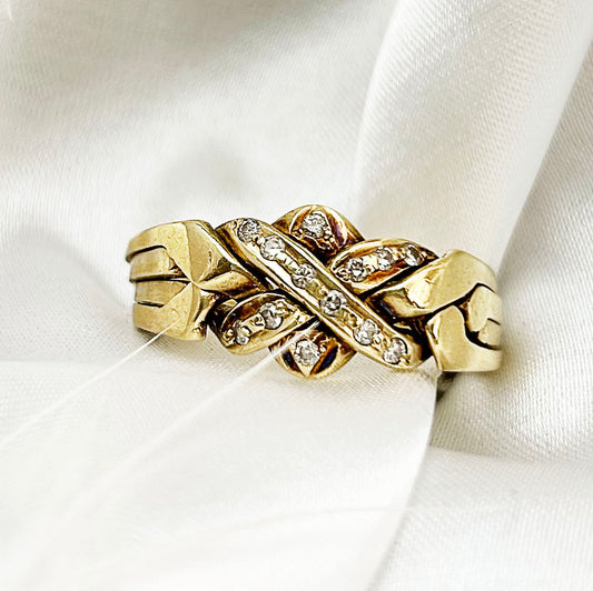 Vintage 14ct Gold & Diamond Puzzle Ring