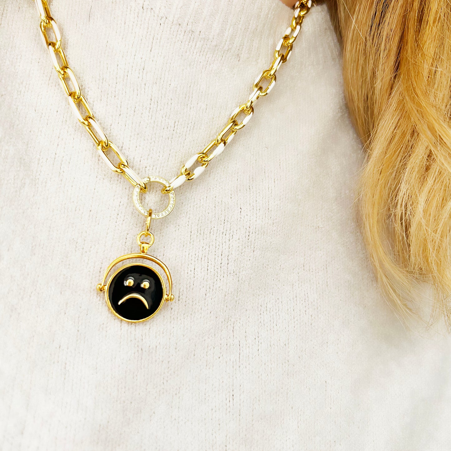 Smiley Face Necklace | Happy Sad Spinner