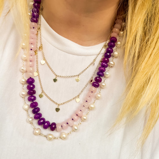 Pink & Purple - Jade Hand Knotted Necklace