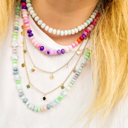 Gold Gemstone Necklace | Pink Opal Dopamine