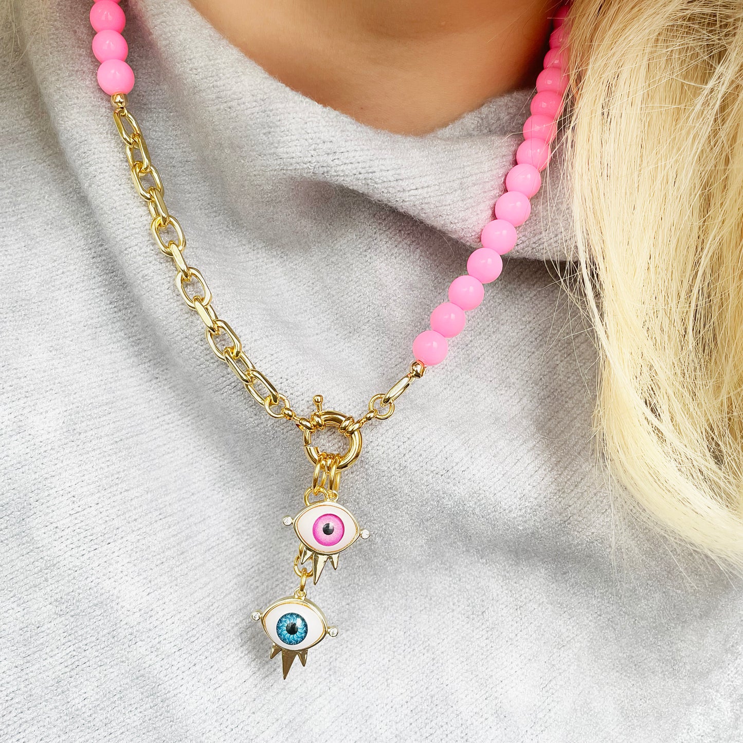 Pink Talisman - Evil Eye Necklace