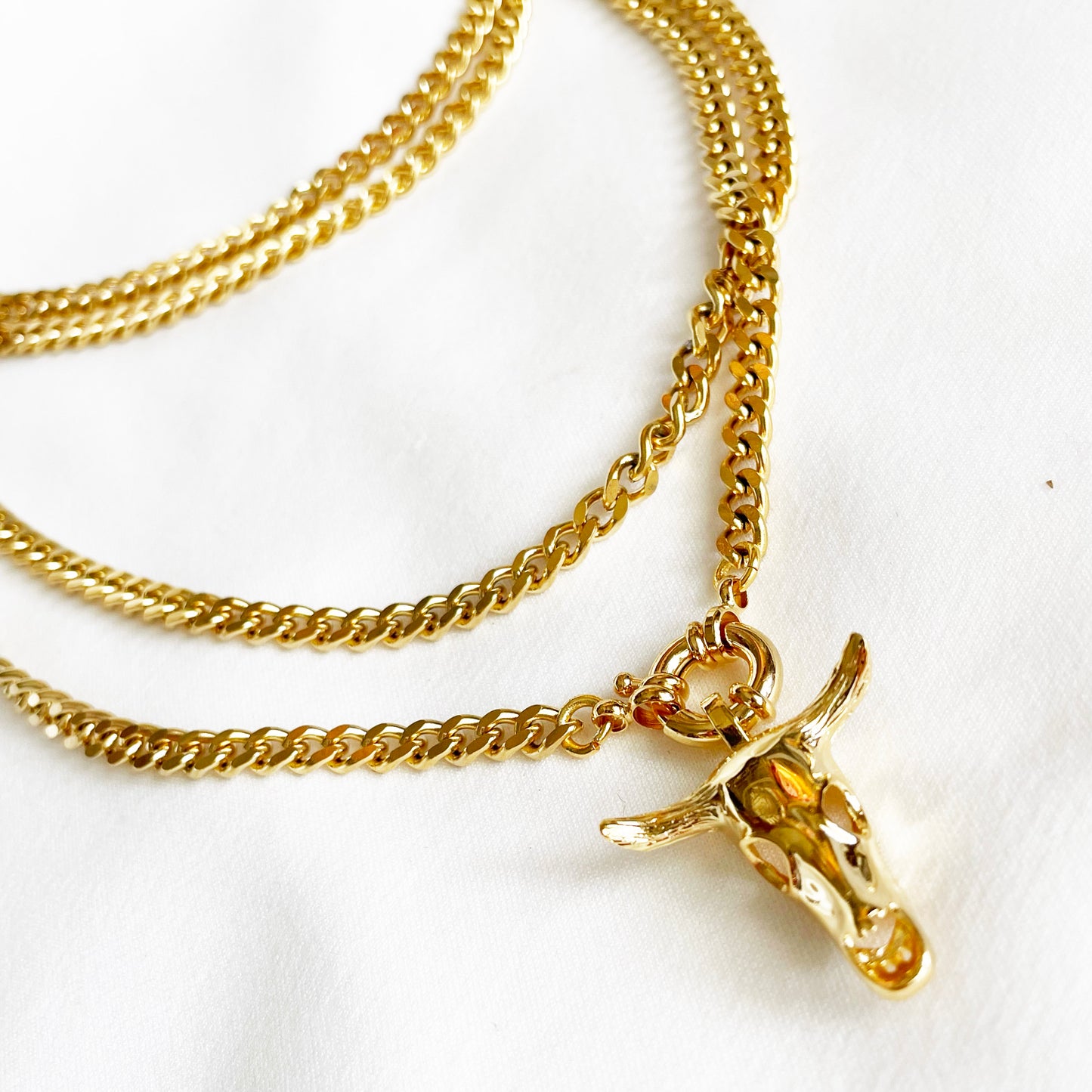 Gold Boho Bull - Long Necklace