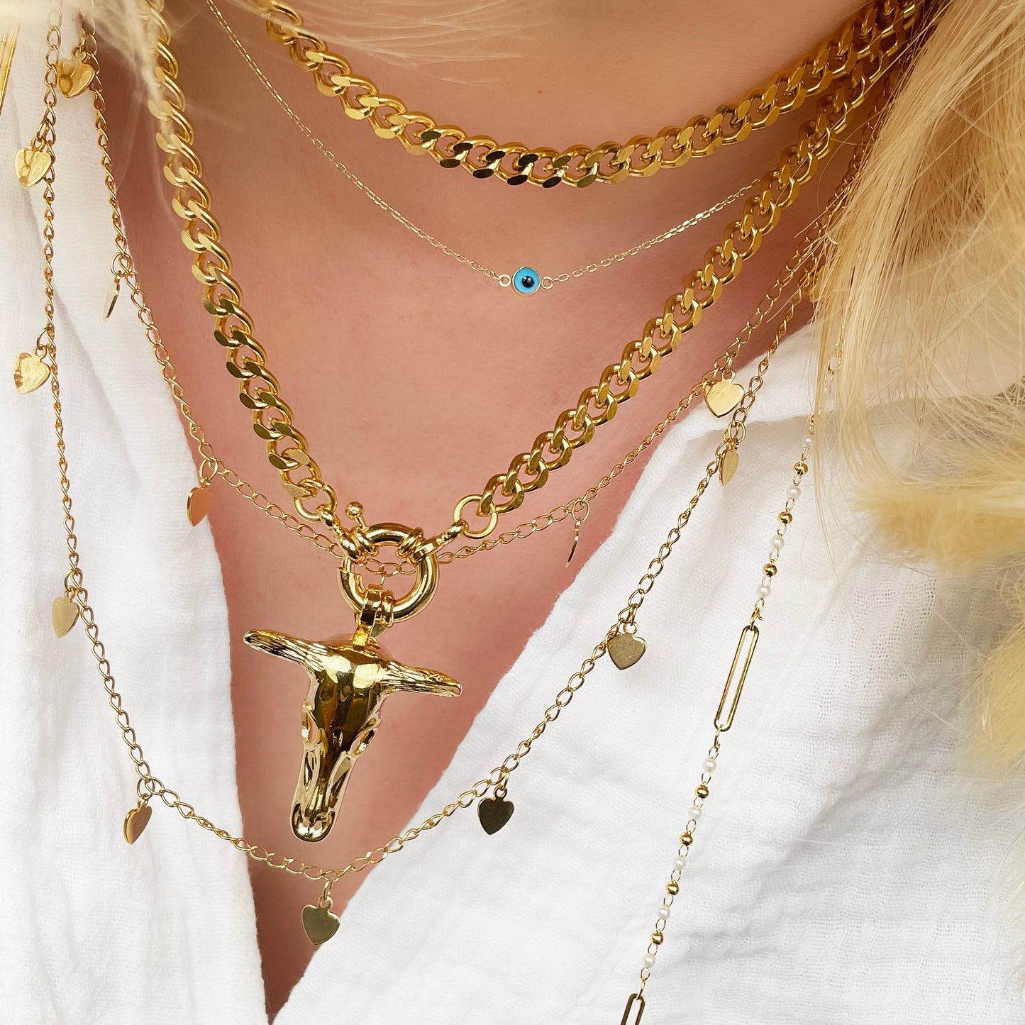 Gold Boho Bull - Long Necklace