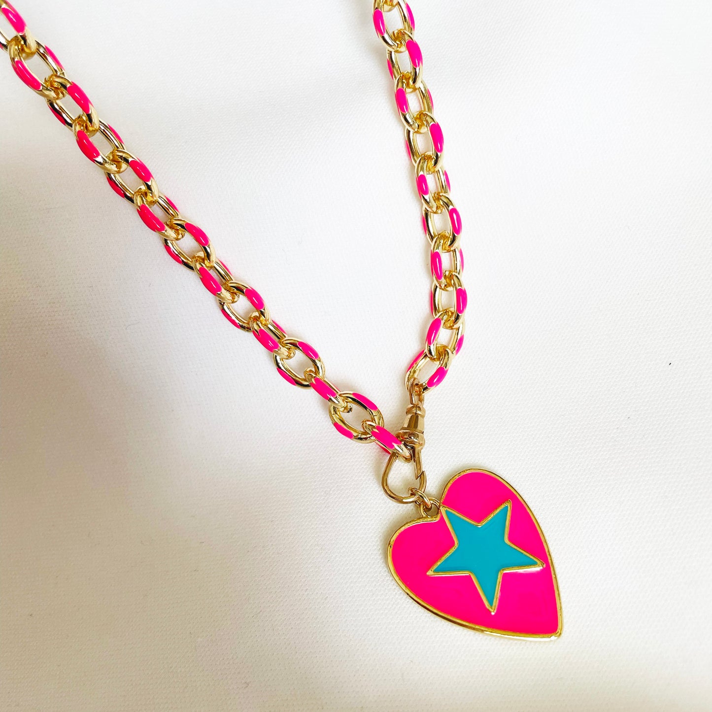 Pink Star Heart - Gold & Pink Necklace