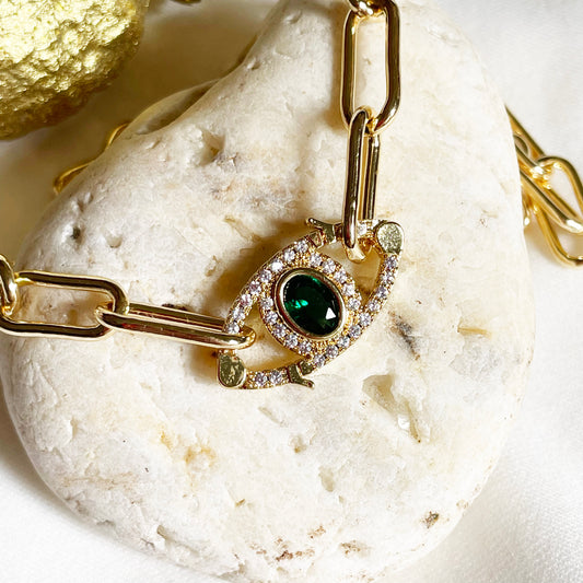Sparkly Eye - Golden Necklace