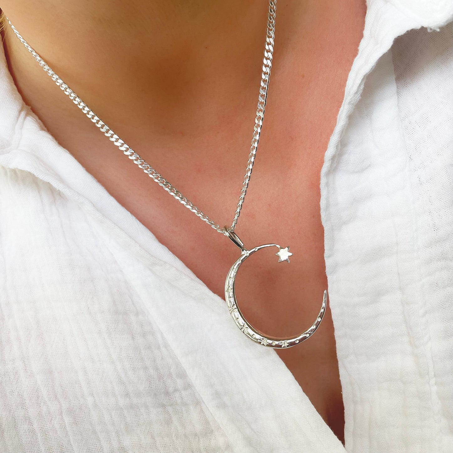 Moon Sterling Silver Necklace | Selene