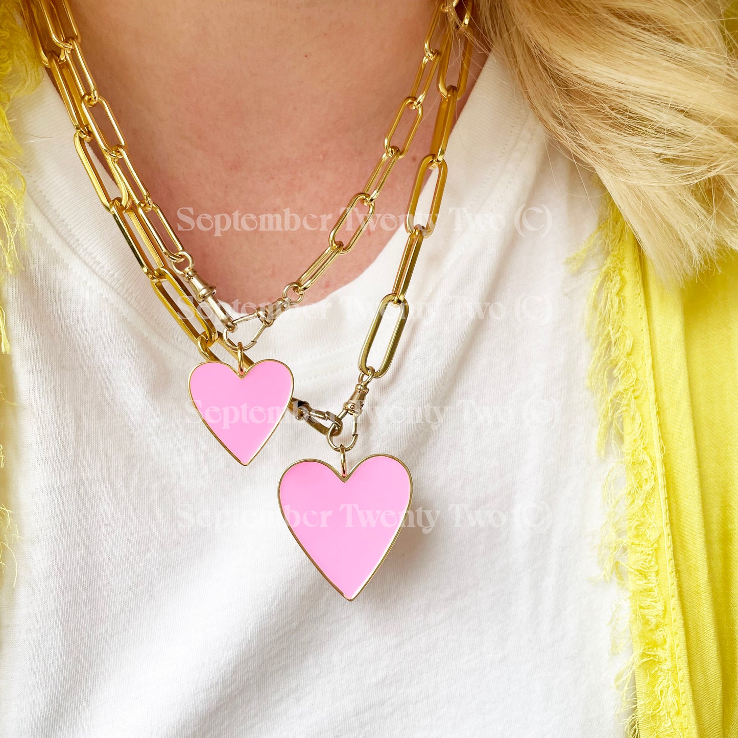 Pink Heart Gold Necklace