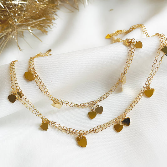 Hearts - Gold Plated Layering Necklace