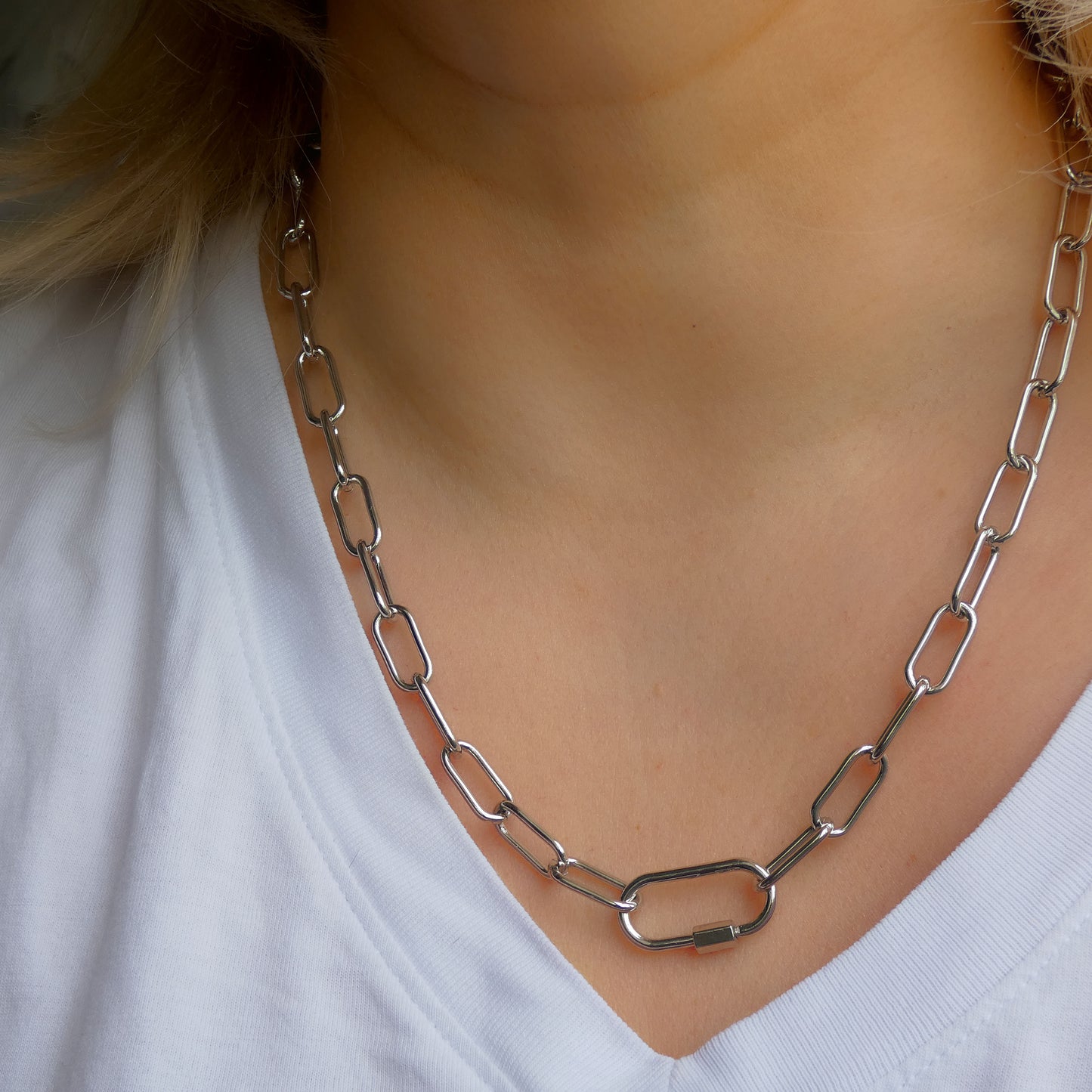Chunky Silver Paperclip - Necklace