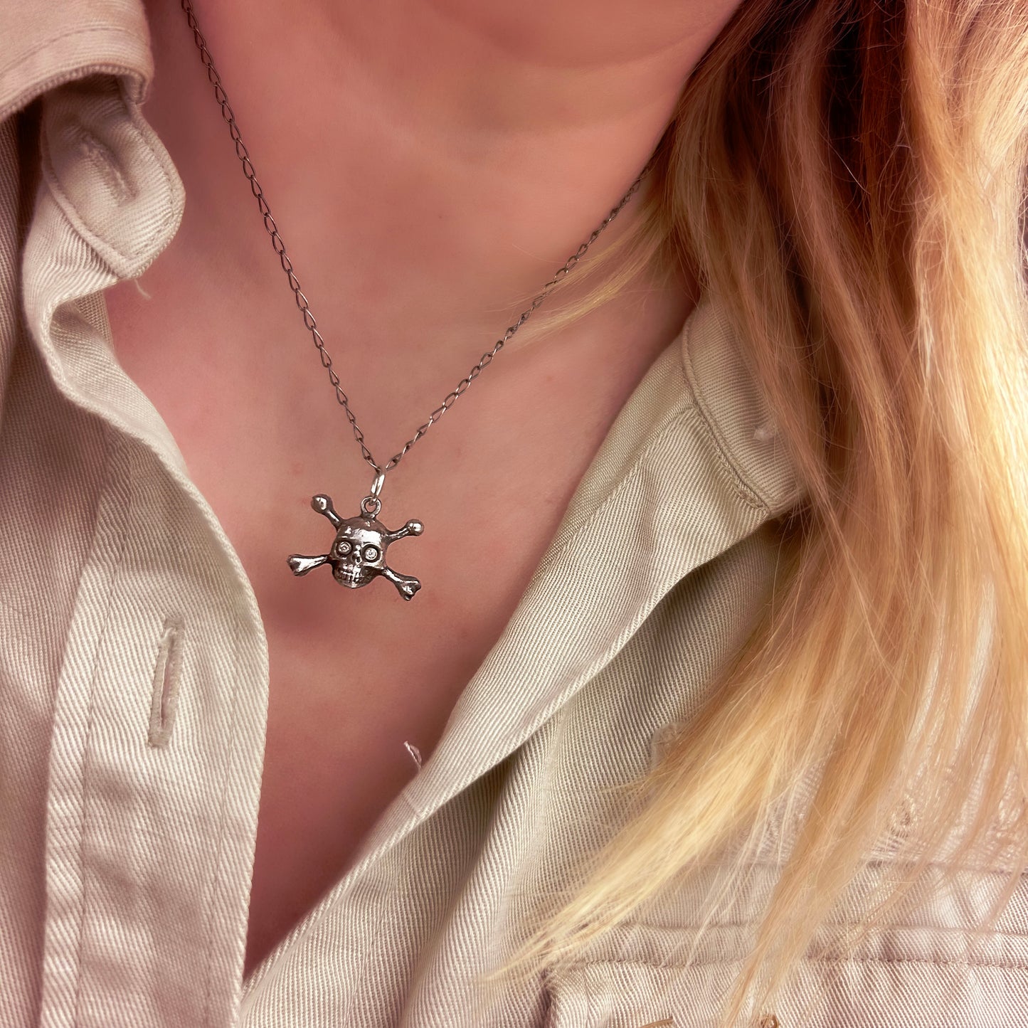 Skull & Crossbones Sterling Silver Necklace