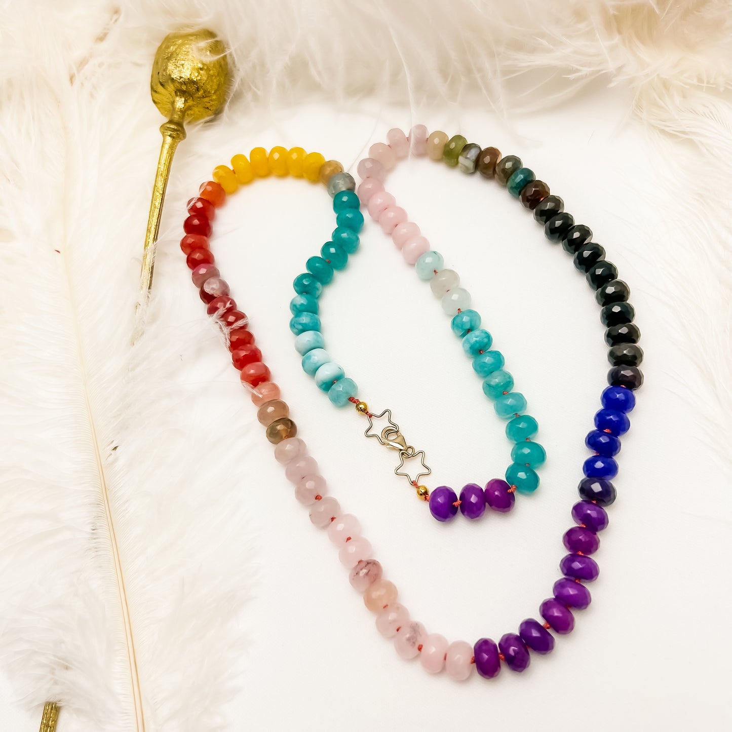 Rainbow - Hand Knotted Gemstone Necklace